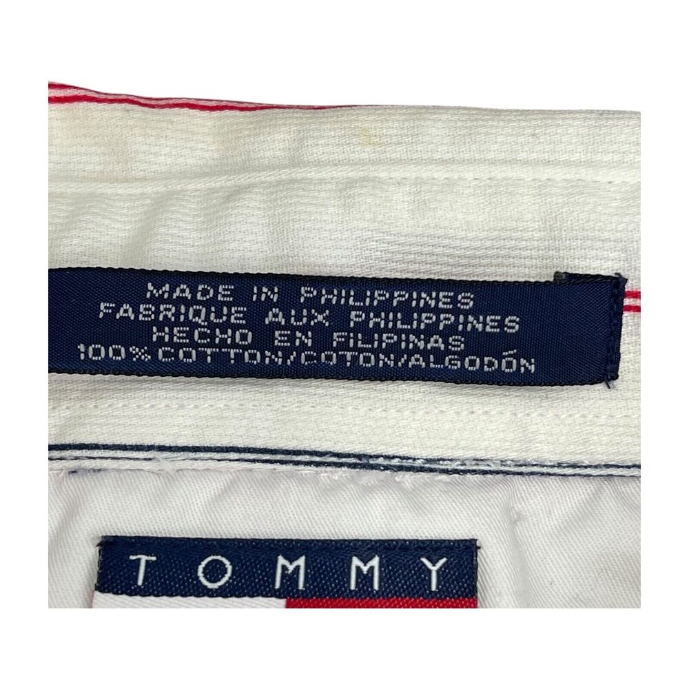 Tommy Hilfiger Shirt Men's Large White Striped Cotton Long Sleeve Button-Down - Picture 8 of 8